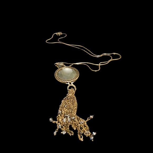 Reversible Premier Designs Tassel Pendant Necklace – Red & Gray Crystal - Picture 3 of 5